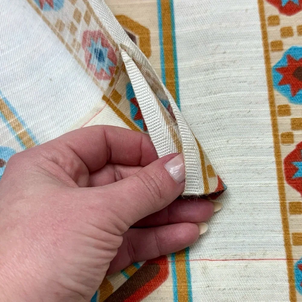 Vintage Southwestern Geometric Curtain Panel Earth Tone Boho 1960s Mod Aesthetic